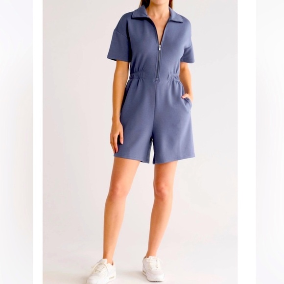 NWT YOGALICIOUS romper blue gray color size S - Picture 1 of 5